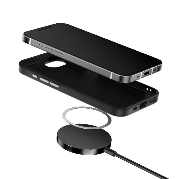 For iPhone 16e ABEEL C Carbon Fiber Series 6D Micro Relief MagSafe Phone Case(Black Grey) - iPhone 16e Cases by buy2fix | Online Shopping UK | buy2fix