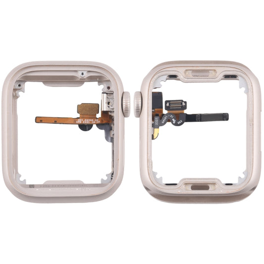 For Apple Watch Series 7 / 8 / 9 41MM LTE Aluminium Alloy Middle Frame Bezel Plate with Crown Spin Axis Flex Cable(Starlight) by buy2fix