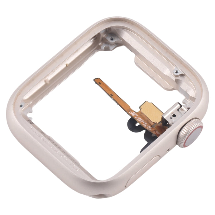 For Apple Watch Series 7 / 8 / 9 45MM GPS Aluminium Alloy Middle Frame Bezel Plate with Crown Spin Axis Flex Cable(Starlight) by buy2fix