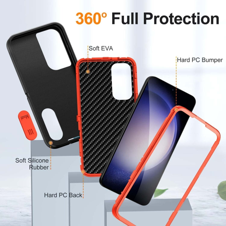 For Samsung Galaxy S24+ / S25+ 5G Rugged PC Hybrid Silicone Phone Case with Holder(Black+Orange) - Galaxy S25+ 5G Cases by buy2fix | Online Shopping UK | buy2fix