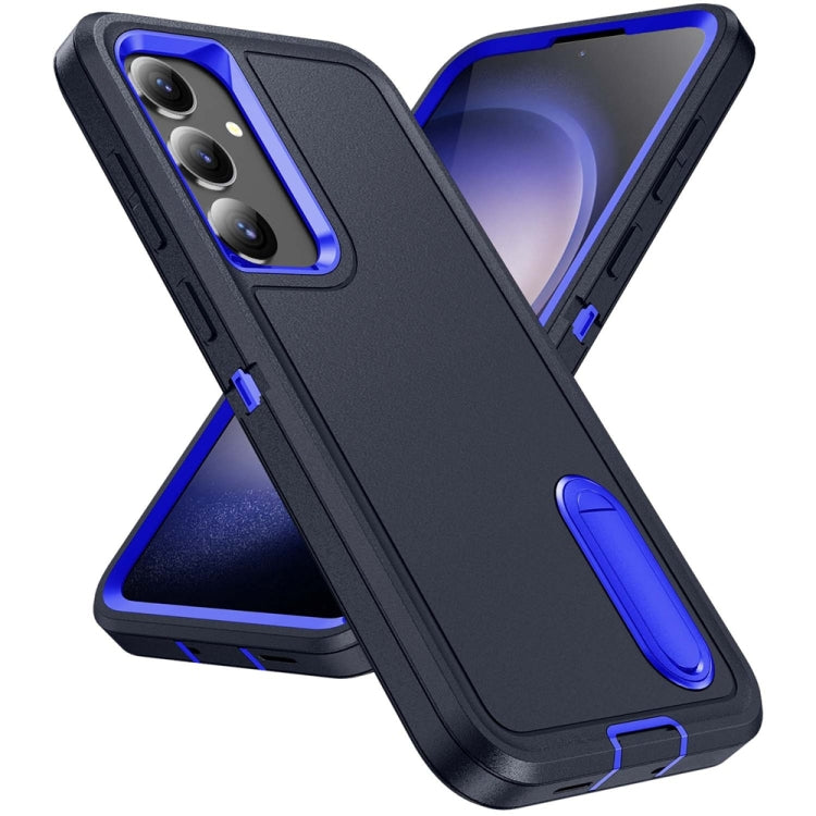 For Samsung Galaxy S24+ / S25+ 5G Rugged PC Hybrid Silicone Phone Case with Holder(Dark Blue+Royal Blue) - Galaxy S25+ 5G Cases by buy2fix | Online Shopping UK | buy2fix