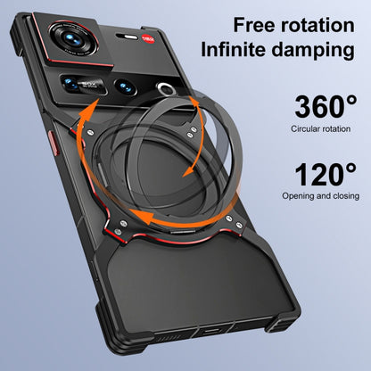 For ZTE nubia Z70 Ultra Mechanical Arm Borderless MagSafe Holder Metal Phone Case(Black Red) - ZTE Cases by buy2fix | Online Shopping UK | buy2fix