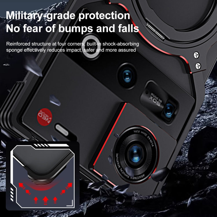 For ZTE nubia Z70 Ultra Mechanical Arm Borderless MagSafe Holder Metal Phone Case(Black Red) - ZTE Cases by buy2fix | Online Shopping UK | buy2fix