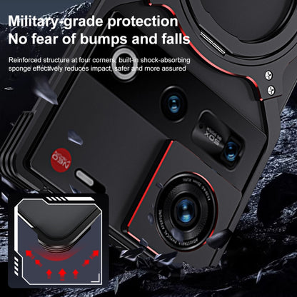 For ZTE nubia Z70 Ultra Mechanical Arm Borderless MagSafe Holder Metal Phone Case(Black Red) - ZTE Cases by buy2fix | Online Shopping UK | buy2fix