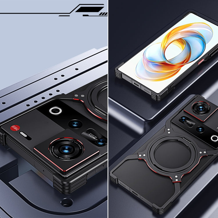 For ZTE nubia Z70 Ultra Mechanical Arm Borderless MagSafe Holder Metal Phone Case(Silver) - ZTE Cases by buy2fix | Online Shopping UK | buy2fix