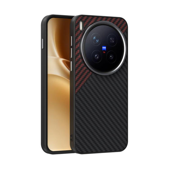 For vivo X300 Pro ABEEL C Carbon Fiber Series 6D Micro Relief MagSafe Phone Case(Black Red)