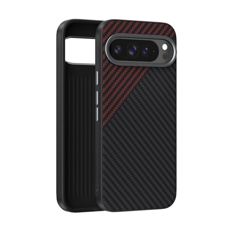 For Google Pixel 10 Pro XL ABEEL C Carbon Fiber Series 6D Micro Relief MagSafe Phone Case(Black Red) - Google Cases by buy2fix | Online Shopping UK | buy2fix