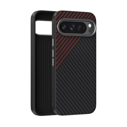 For Google Pixel 10 Pro XL ABEEL C Carbon Fiber Series 6D Micro Relief MagSafe Phone Case(Black Red) - Google Cases by buy2fix | Online Shopping UK | buy2fix