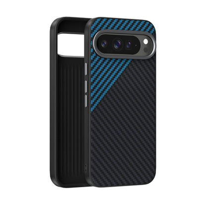 For Google Pixel 10 Pro XL ABEEL C Carbon Fiber Series 6D Micro Relief MagSafe Phone Case(Black Blue) - Google Cases by buy2fix | Online Shopping UK | buy2fix