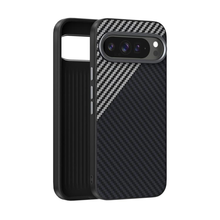 For Google Pixel 10 Pro XL ABEEL C Carbon Fiber Series 6D Micro Relief MagSafe Phone Case(Black Grey) - Google Cases by buy2fix | Online Shopping UK | buy2fix