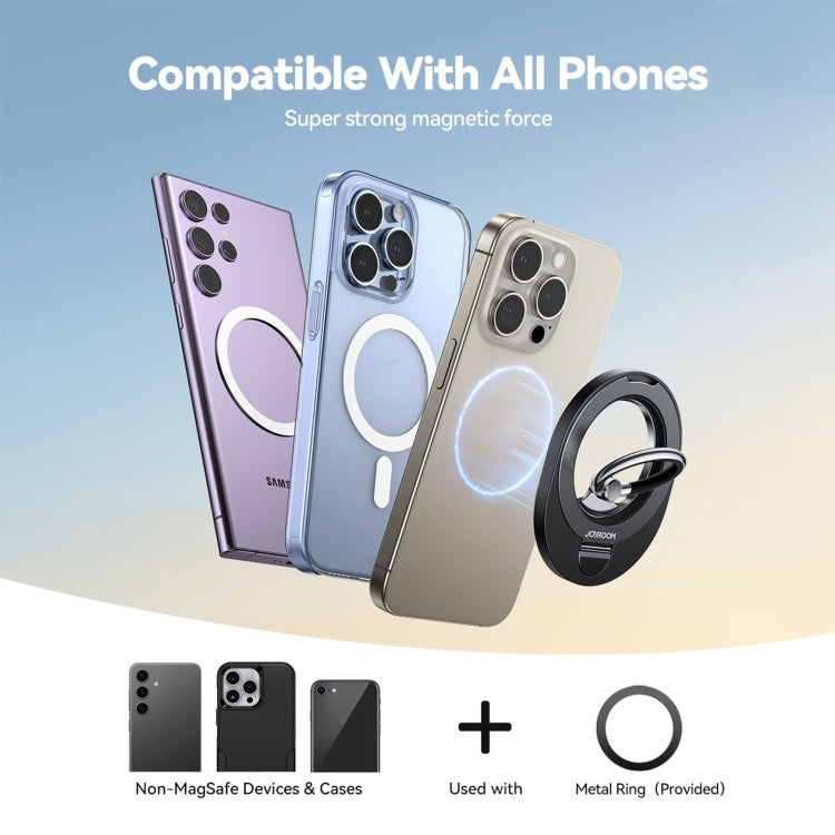 JOYROOM JR-ZS420 Rotatable Foldable Magnetic Mobile Phone Ring Holder(Black) by JOYROOM