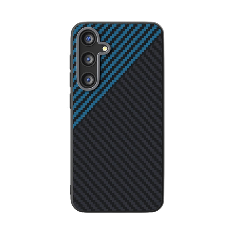 For Samsung Galaxy S25 5G / S24 5G ABEEL C Carbon Fiber Series 6D Micro Relief MagSafe Phone Case(Black Blue) - Galaxy S25 5G Cases by buy2fix | Online Shopping UK | buy2fix