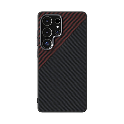 For Samsung Galaxy S25 Ultra 5G ABEEL C Carbon Fiber Series 6D Micro Relief MagSafe Phone Case(Black Red) - Galaxy S25 Ultra 5G Cases by buy2fix | Online Shopping UK | buy2fix