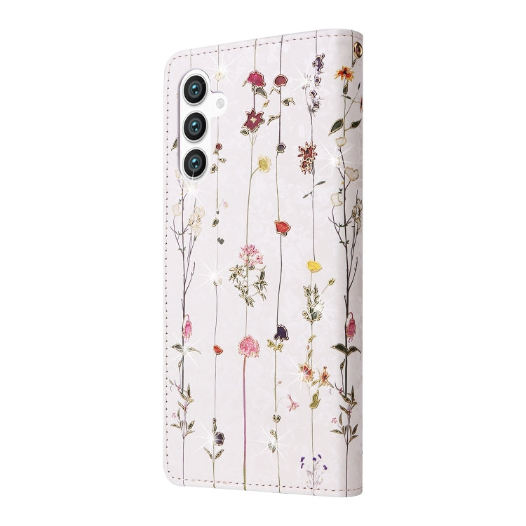 For Samsung Galaxy S25 5G Bronzing Painting RFID Leather Phone Case(Flowers World) by buy2fix