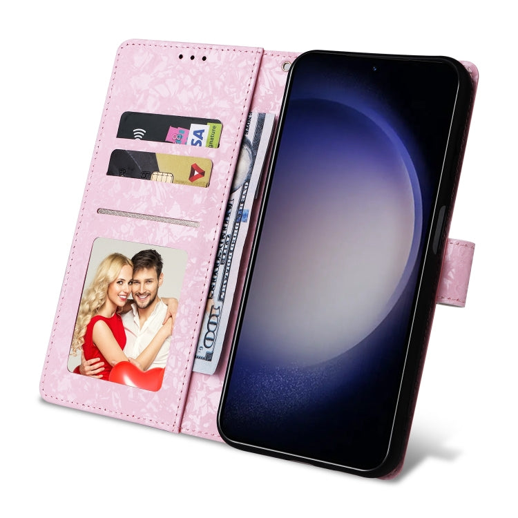 For Samsung Galaxy S25 5G Bronzing Painting RFID Leather Phone Case(Rose Flower) by buy2fix