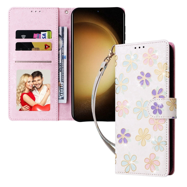 For Samsung Galaxy S25+ 5G Bronzing Painting RFID Leather Phone Case(Bloosoming Flower) by buy2fix