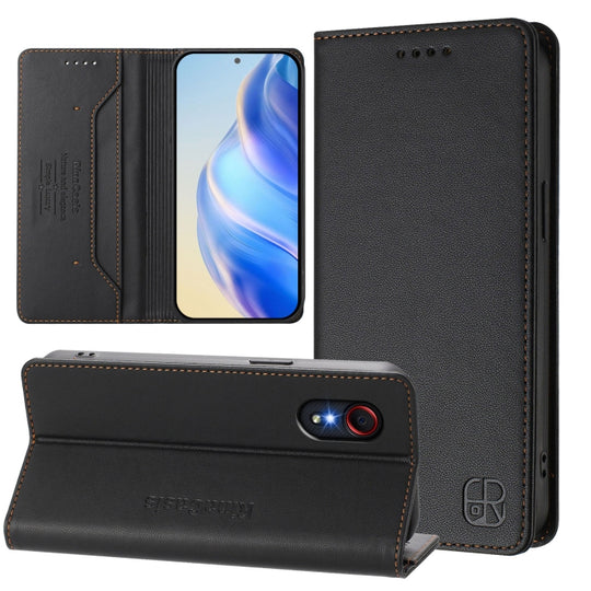 For Samsung Galaxy XCover 5 RC01 Dual-Folded Magnetic Suction RFID Leather Phone Case(Black)