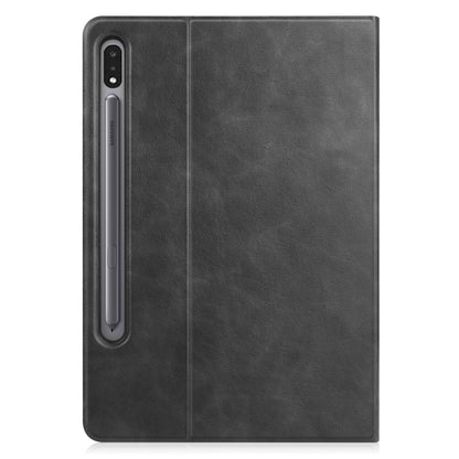 For Samsung Galaxy Tab S8 / Galaxy Tab S7 (2020) T870 Cowhide Texture TPU Tablet Horizontal Flip Leather Case with Holder & Sleep / Wake-Up Function & Pen Slot(Black) by buy2fix
