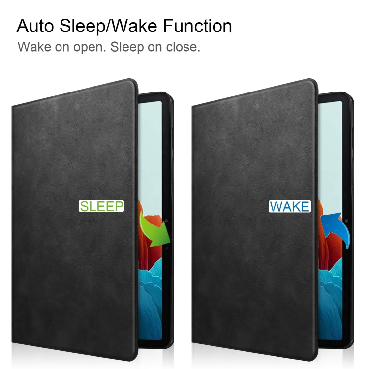 For Samsung Galaxy Tab S8 / Galaxy Tab S7 (2020) T870 Cowhide Texture TPU Tablet Horizontal Flip Leather Case with Holder & Sleep / Wake-Up Function & Pen Slot(Black) by buy2fix