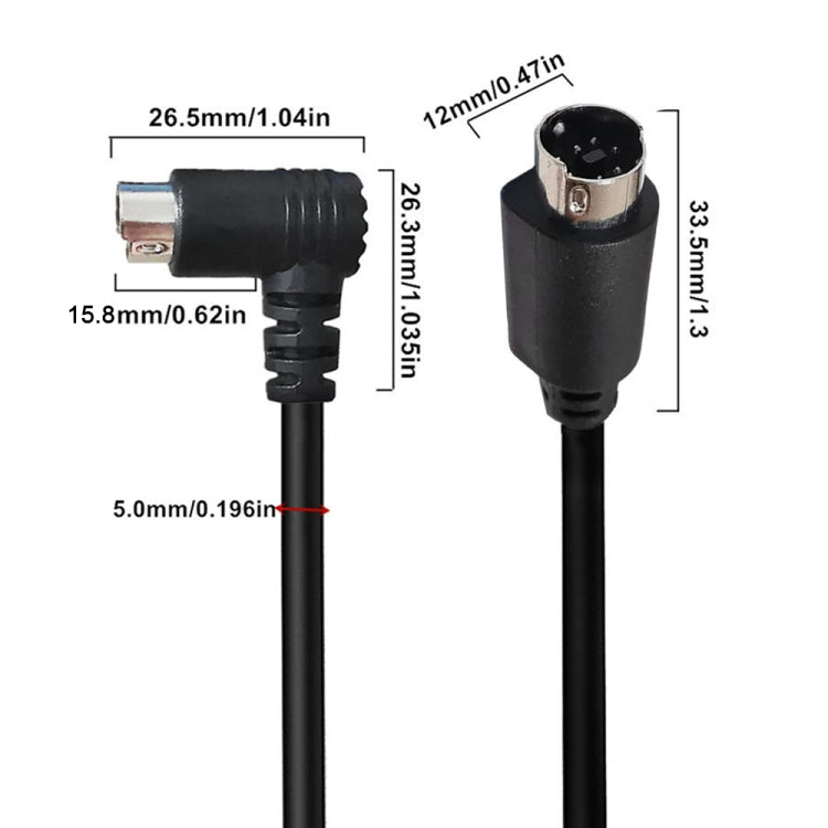 Mini DIN 7 Pin S-Video Core Audio / Video Cable, Length:1.8m(Straight to Elbow) - Cables by buy2fix | Online Shopping UK | buy2fix