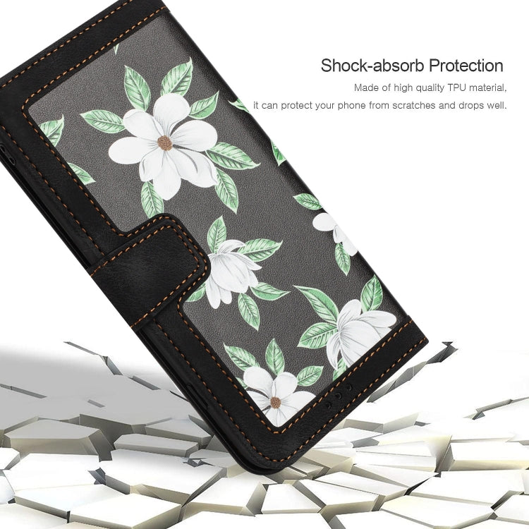 For Samsung Galaxy S25+ 5G Floral Pattern Leather Phone Case with Lanyard(Black) by buy2fix