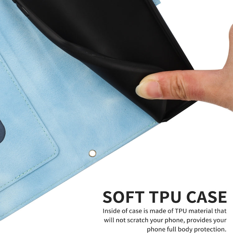 For Samsung Galaxy S25 5G Floral Pattern Leather Phone Case with Lanyard(Light Blue) by buy2fix