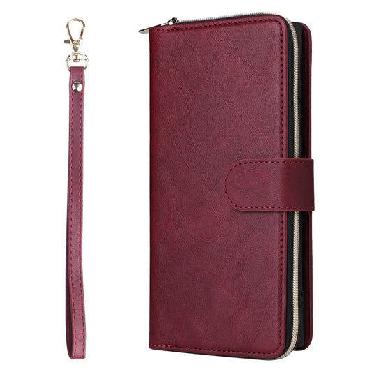 For Samsung Galaxy S25 Ultra 5G 9-Card Slots Zipper Wallet Bag Leather Phone Case(Wine Red) by buy2fix