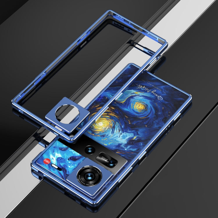 For ZTE nubia Z70 Ultra Aurora Series Lens Protector + Metal Frame Phone Case(Blue Silver) - ZTE Cases by buy2fix | Online Shopping UK | buy2fix