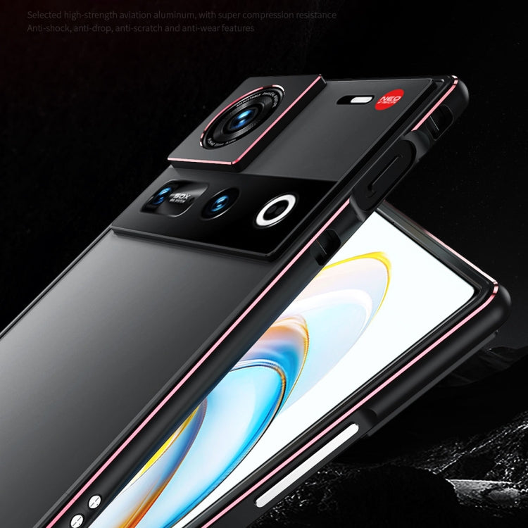 For ZTE nubia Z70 Ultra Aurora Series Lens Protector + Metal Frame Phone Case(Black Silver) - ZTE Cases by buy2fix | Online Shopping UK | buy2fix