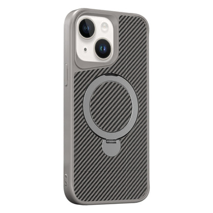 For iPhone 15 Plus / 14 Plus Carbon Fiber Texture 360 MagSafe Holder Phone Case(Titanium Gray) - iPhone 15 Plus Cases by buy2fix | Online Shopping UK | buy2fix