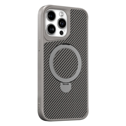 For iPhone 14 Pro Carbon Fiber Texture 360 MagSafe Holder Phone Case(Titanium Gray) - iPhone 14 Pro Cases by buy2fix | Online Shopping UK | buy2fix