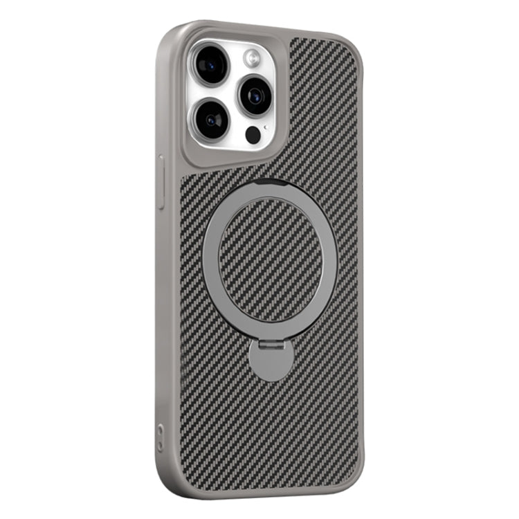 For iPhone 14 Pro Max Carbon Fiber Texture 360 MagSafe Holder Phone Case(Titanium Gray) - iPhone 14 Pro Max Cases by buy2fix | Online Shopping UK | buy2fix