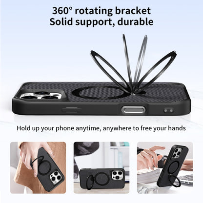 For iPhone 16 Carbon Fiber Texture 360 MagSafe Holder Phone Case(Desert Gold) - iPhone 16 Cases by buy2fix | Online Shopping UK | buy2fix