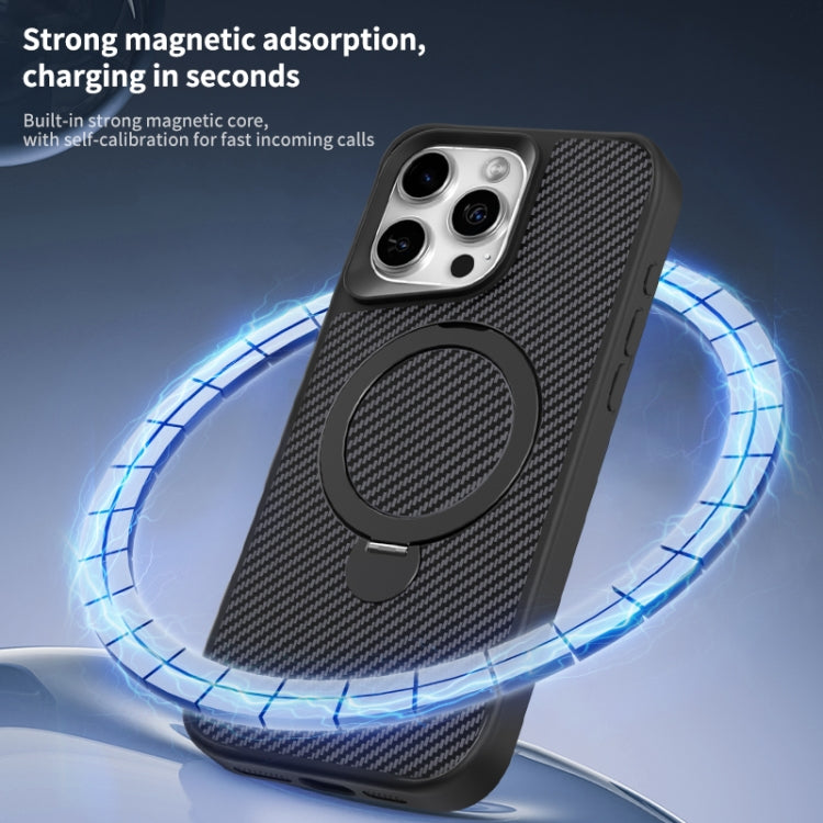 For iPhone 13 Pro Carbon Fiber Texture 360 MagSafe Holder Phone Case(Titanium Gray) - iPhone 13 Pro Cases by buy2fix | Online Shopping UK | buy2fix