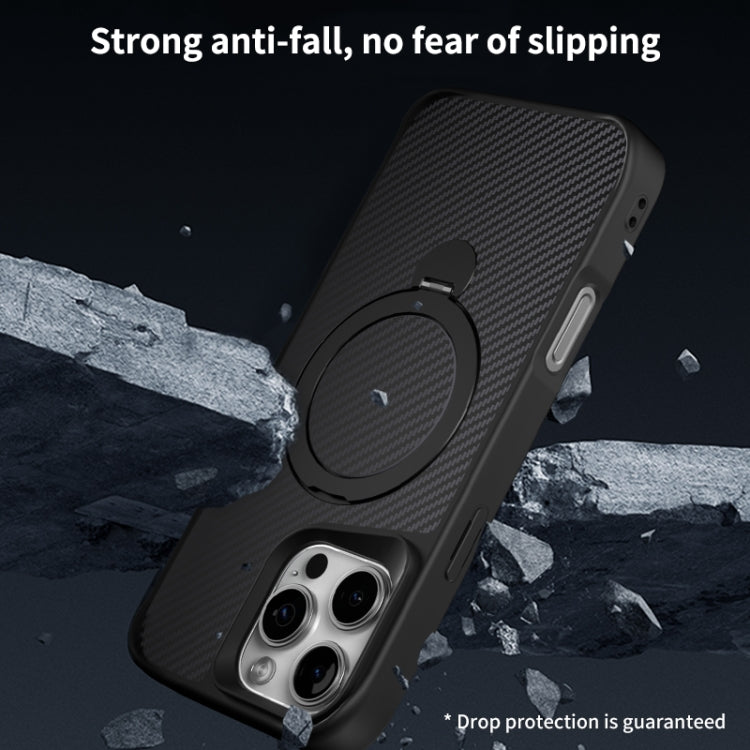 For iPhone 13 Pro Carbon Fiber Texture 360 MagSafe Holder Phone Case(Titanium Gray) - iPhone 13 Pro Cases by buy2fix | Online Shopping UK | buy2fix