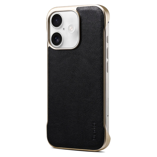 For iPhone 16 Denior MagSafe Genuine Leather Calf Texture Phone Case(Black) by Denior