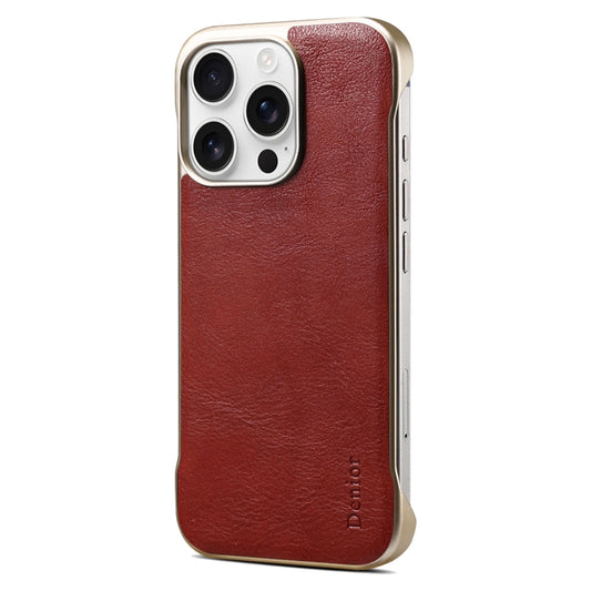 For iPhone 15 Pro Max Denior MagSafe Genuine Leather Calf Texture  Phone Case(Red) - iPhone 15 Pro Max Cases by Denior | Online Shopping UK | buy2fix