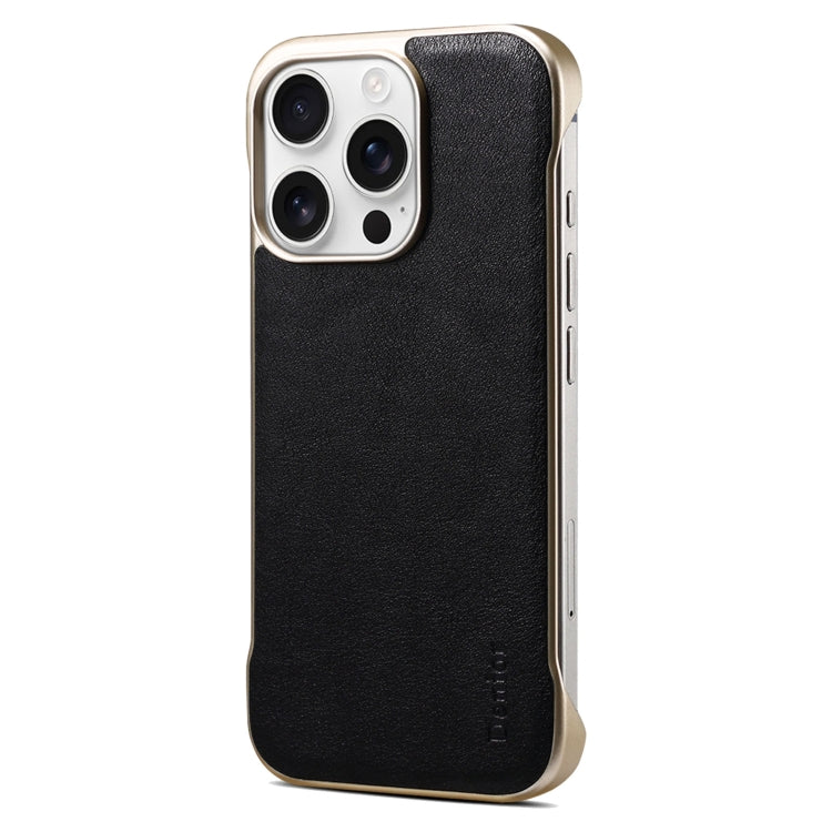 For iPhone 15 Pro Denior MagSafe Genuine Leather Calf Texture  Phone Case(Black) - iPhone 15 Pro Cases by Denior | Online Shopping UK | buy2fix