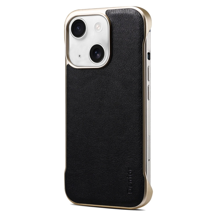 For iPhone 14 Denior MagSafe Genuine Leather Calf Texture  Phone Case(Black) - iPhone 14 Cases by Denior | Online Shopping UK | buy2fix