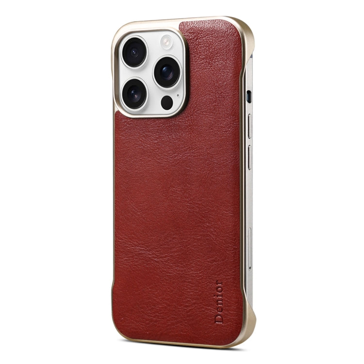 For iPhone 14 Pro Denior MagSafe Genuine Leather Calf Texture  Phone Case(Red) - iPhone 14 Pro Cases by Denior | Online Shopping UK | buy2fix