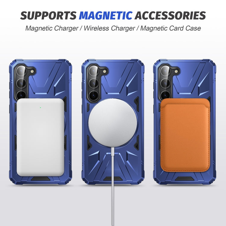 For Samsung Galaxy S25 5G MagSafe Magnetic Shockproof Phone Case with Ring Holder(Navy Blue) by buy2fix