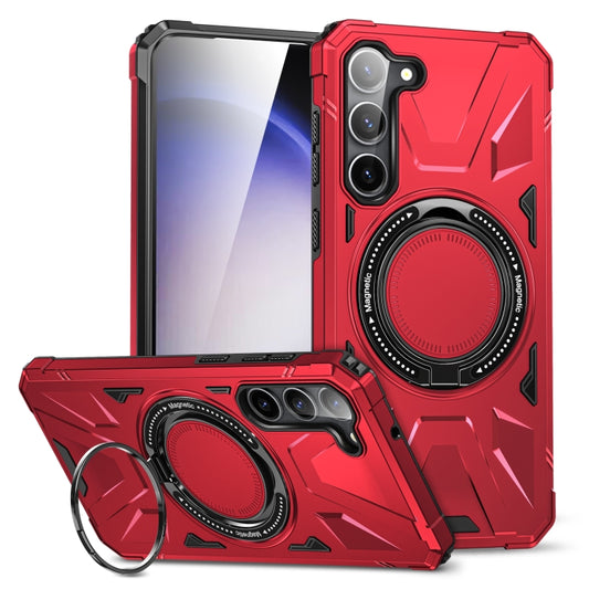 For Samsung Galaxy S25 5G MagSafe Magnetic Shockproof Phone Case with Ring Holder(Red) by buy2fix