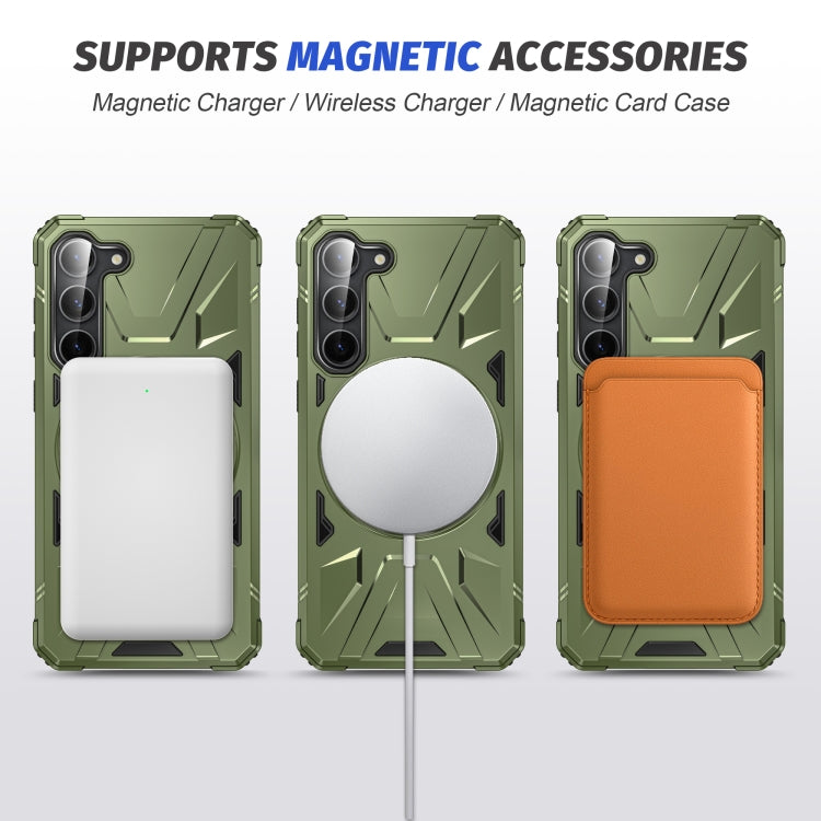 For Samsung Galaxy S25 5G MagSafe Magnetic Shockproof Phone Case with Ring Holder(Dark Green) - Galaxy S25 5G Cases by buy2fix | Online Shopping UK | buy2fix