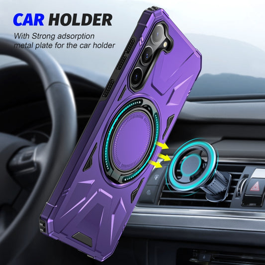 For Samsung Galaxy S25 5G MagSafe Magnetic Shockproof Phone Case with Ring Holder(Purple) by buy2fix
