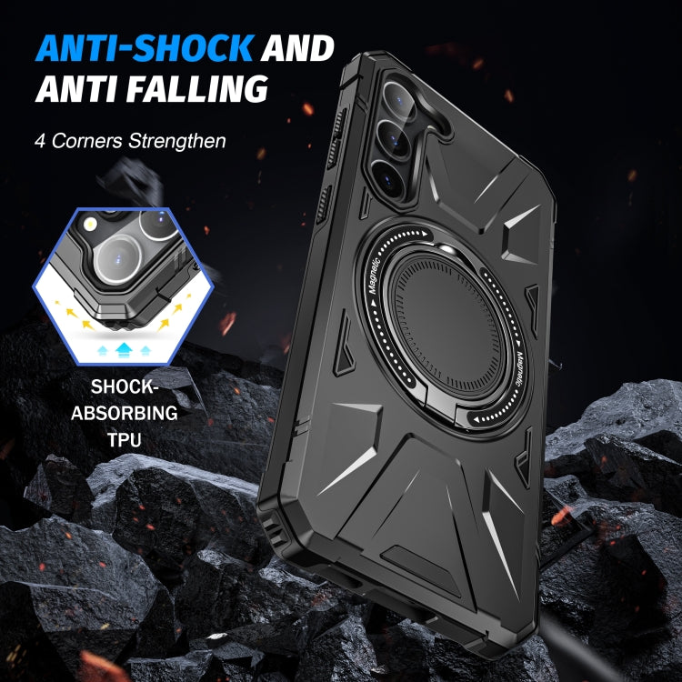 For Samsung Galaxy S25+ 5G MagSafe Magnetic Shockproof Phone Case with Ring Holder(Black) by buy2fix