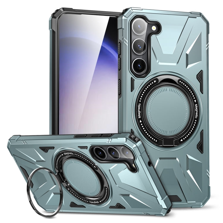 For Samsung Galaxy S25+ 5G MagSafe Magnetic Shockproof Phone Case with Ring Holder(Green) by buy2fix