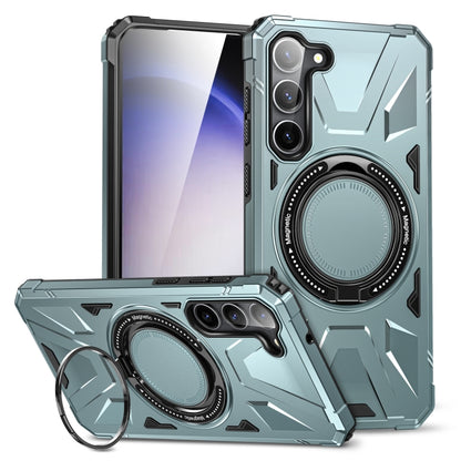 For Samsung Galaxy S25+ 5G MagSafe Magnetic Shockproof Phone Case with Ring Holder(Green) by buy2fix