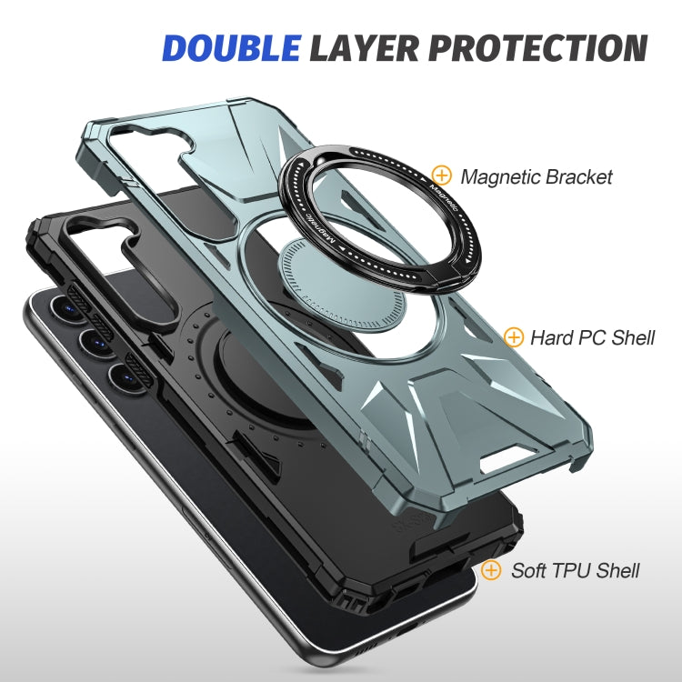 For Samsung Galaxy S25+ 5G MagSafe Magnetic Shockproof Phone Case with Ring Holder(Green) by buy2fix