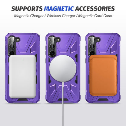 For Samsung Galaxy S25+ 5G MagSafe Magnetic Shockproof Phone Case with Ring Holder(Purple) - Galaxy S25+ 5G Cases by buy2fix | Online Shopping UK | buy2fix