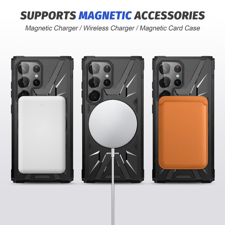 For Samsung Galaxy S25 Ultra 5G MagSafe Magnetic Shockproof Phone Case with Ring Holder(Black) - Galaxy S25 Ultra 5G Cases by buy2fix | Online Shopping UK | buy2fix